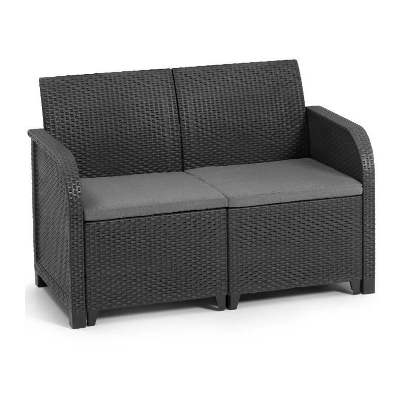 Allibert by Keter Sanremo - canape de jardin - en resine aspect rotin tresse - gris graphite