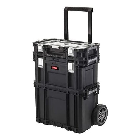 Keter Carro Connect Rolling System Carro Vertical Modular Organizador de Herramientas Transportable con Ruedas Asa telescópica