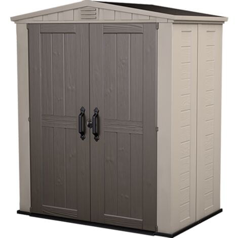 KETER Caseta de Jardín FACTOR 6x3 cobertizo de almacenamiento EXTERIOR ordenación acero metal madera resina 178x114x208 WxDxH cm