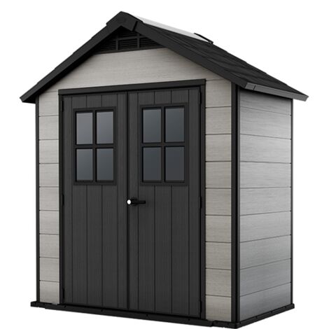 KETER Caseta de Jardín OAKLAND 754 EXTERIOR cobertizo de almacenamiento ordenación madera acero metal resina efecto madera 229,6x124,8x253 WxDxH cm