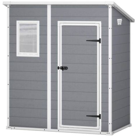 Keter Casetta da Giardino Box Portattrezzi da esterno MANOR PENT 6X4 in resina 183,5x111x200,5h grigio