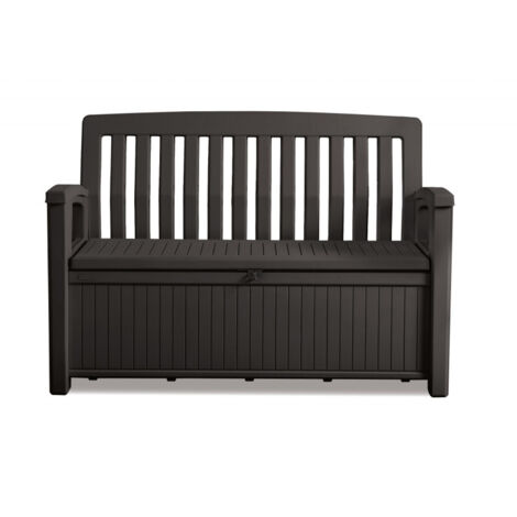 Keter – Banc de jardin en résine graphite – 2 places – Dimensions 132,7x61,2x88 cm – Résistant aux intempéries et aux UV – Capacité 227 litres