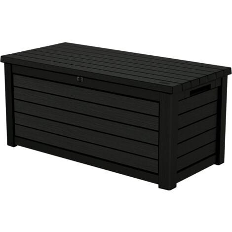 Keter Coffre de rangement Northwood XL, durable et résistant aux intempéries, en résine avec effet bois, Graphite - 630L - 155.1x72.4x69.4 cm