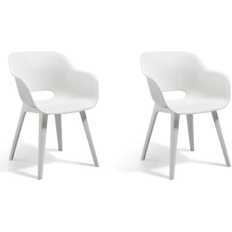 KETER, Conjunto de Dos sillas de jardín Exterior terraza AKOLA Color Blanco, 56.7 x 55.8 x 80.1 cm, Caja con 2 Unidades