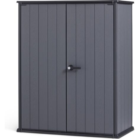 Keter Cortina Alto Aufbewahrungsschrank - 140x73.6x170.4cm - Kunststoff - Grau - Gartenschrank. inkl. 2 Regalböden - einfach zu montieren