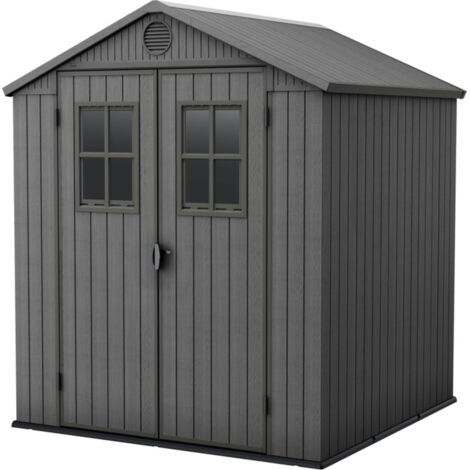 Keter Darwin 66 Gartenhaus - 190x183x221cm - Kunststoff - Satteldach - Grau (Holzoptik) - einfach zu montieren - 10 Jahre Herstellergarantie
