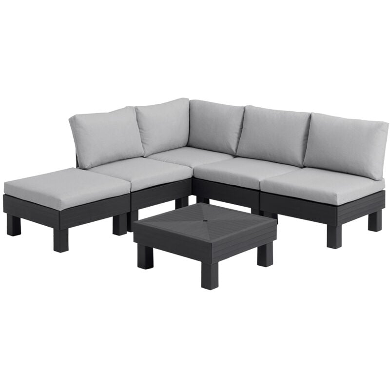 Salon de jardin modulable 5 places et table basse Elements - Anthracite - Keter