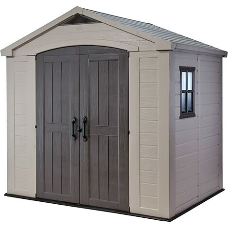 Keter Factor 8 x 6ft Double Door Outdoor Shed - Beige/Brown
