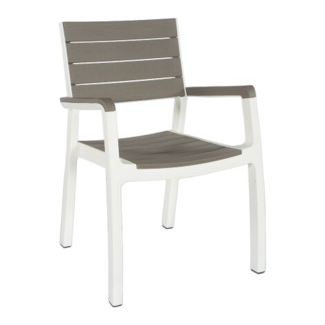 Keter – Fauteuil Harmony en résine antichoc effet bois – Dimensions 58x58x86 cm – Confort moderne pour espaces extérieurs