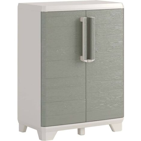 Keter Garden Low Storage Cabinet Wood Grain Cream and Taupe 97 cm