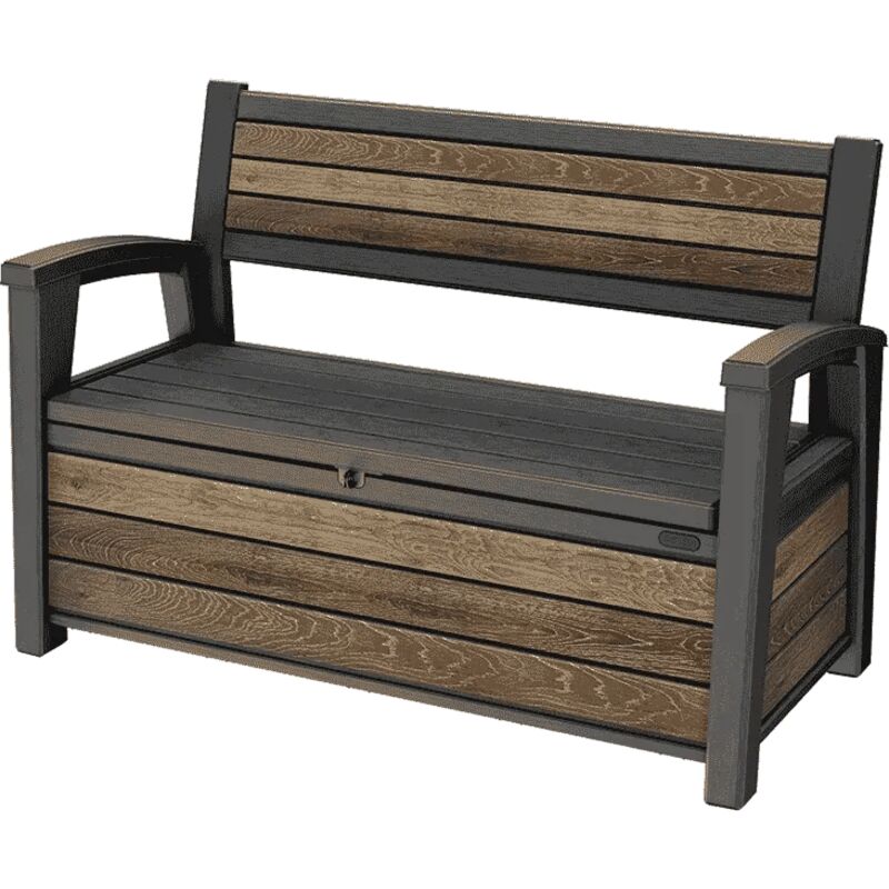 Keter Gartenbank Mit Stauraum 227 L, Holzoptik Walnuss, Wetterbeständig, Sitzbank Für 2 Personen, Abschließbar, 151, 7 X 72, 5 X 70 Cm