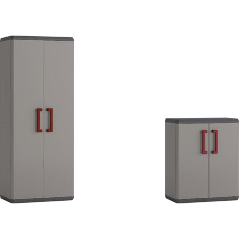 Keter Kunststoffschrank Quadra 166 x 68 x 39 und 83 x 68 x 39 cm Schrank