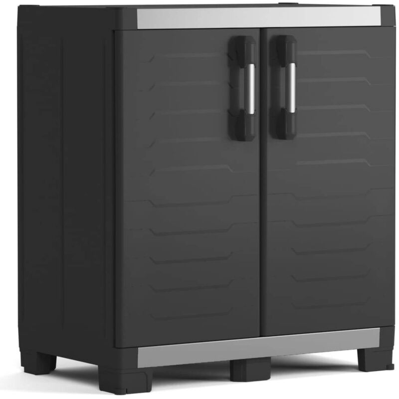 Niedriger Lagerschrank Garage Xl Schwarz Und Silbern 99 Cm Keter
