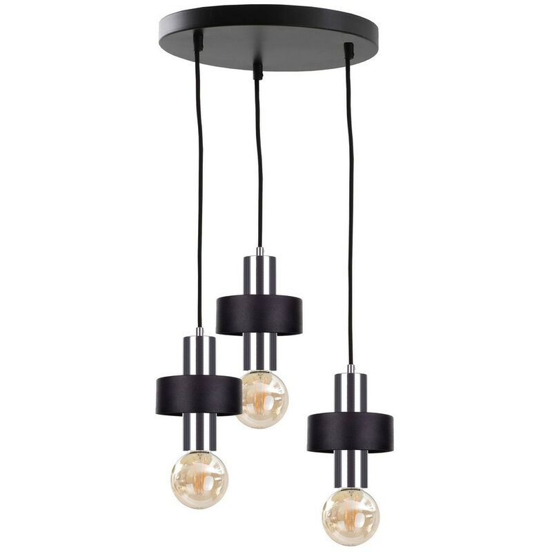 Image of 1051 Lampada da soffitto a sospensione Cluster Unica Nero, Argento, 35 cm, 3x E27 - Keter Lighting