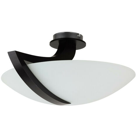 Keter Lighting - 110 Vinci Bowl Lampada da soffitto semi-incasso nera, 54 cm, 3x E14