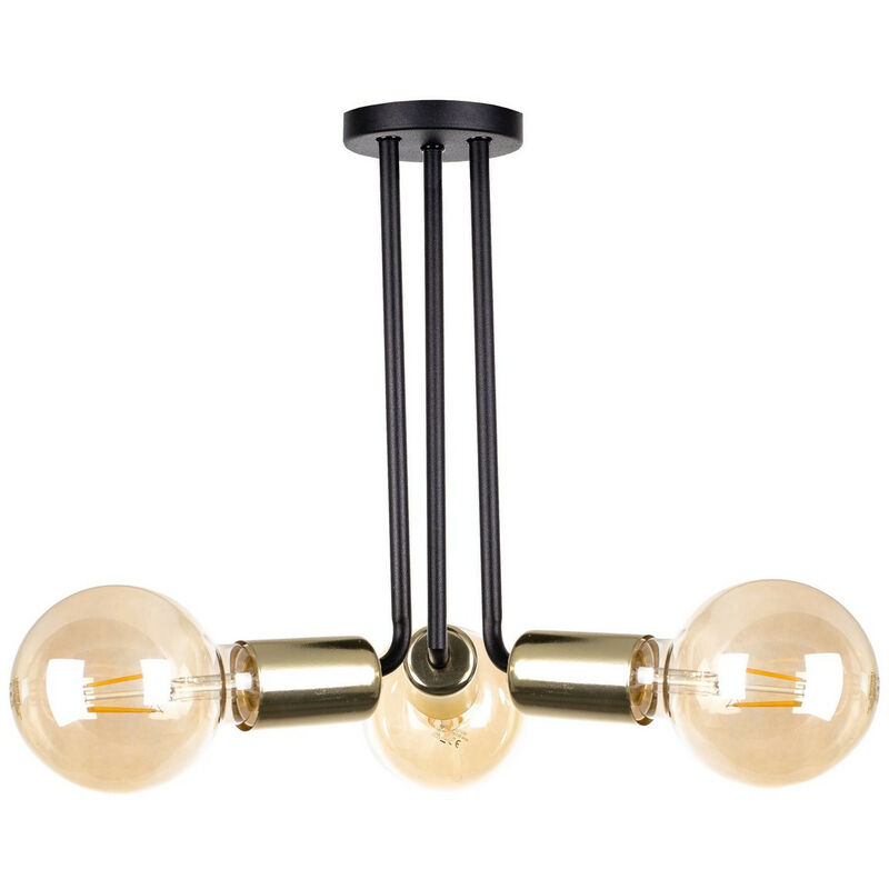 Image of Keter Lighting - 1177 Venna Multi Arm Lampada da soffitto semi-incasso nero, oro, 25 cm, 3x E27