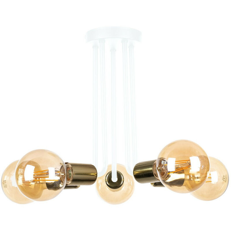 Image of Keter Lighting - 1180 Venna Multi Arm Lampada da soffitto semi-incasso bianco, oro, 30 cm, 5x E27