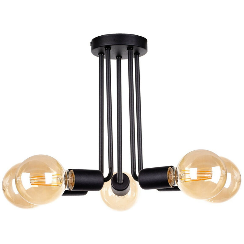 Image of Keter Lighting - 1182 Venna Multi Arm Lampada da soffitto semi-incasso nera, 30 cm, 5x E27