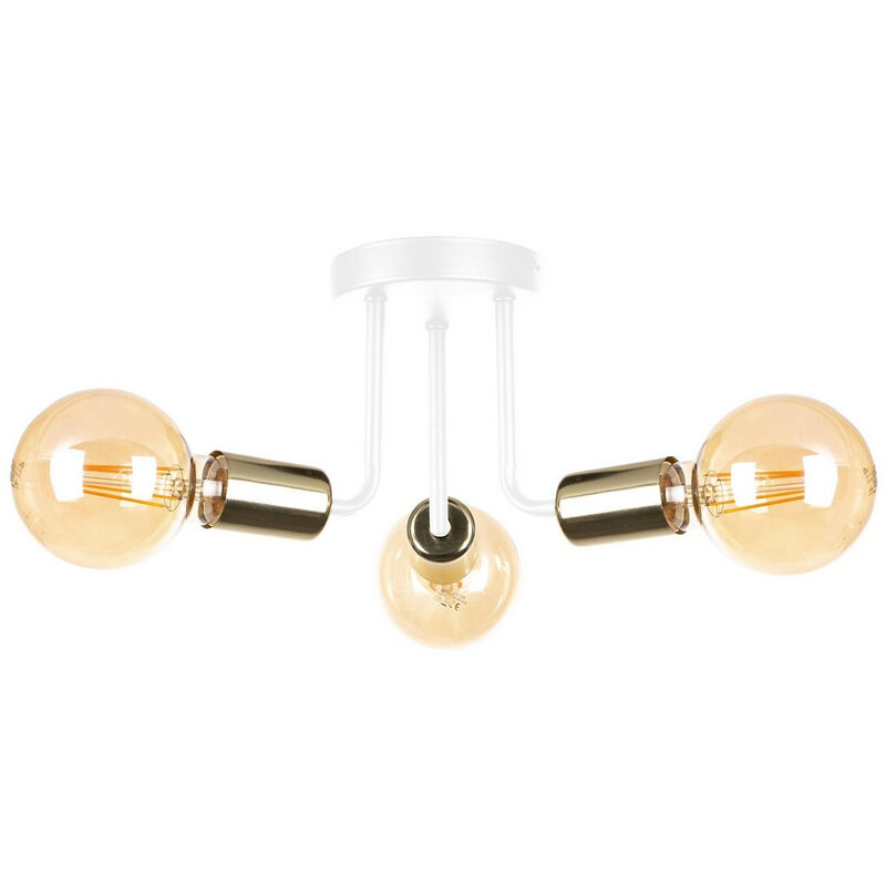Image of Keter Lighting - 1186 Luna Multi Arm Lampada da soffitto semi-incasso bianco, oro, 25 cm, 3x E27