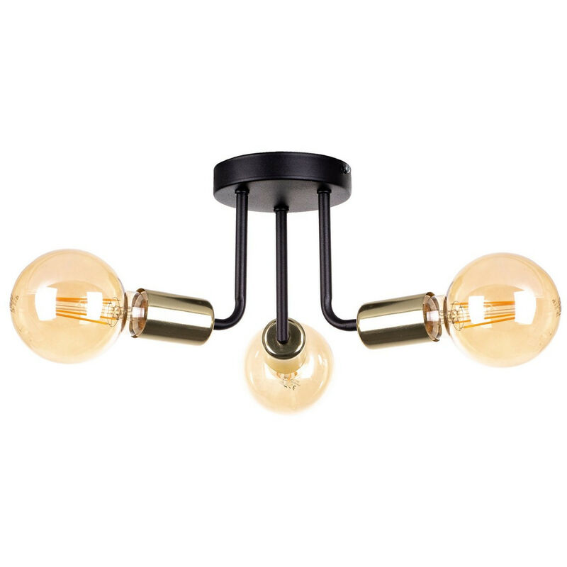 Image of Keter Lighting - 1189 Lampada da soffitto a semi-incasso Luna Multi Arm nera, oro, 25 cm, 3x E27