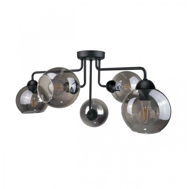 Image of 1198 Cosmo Multi Arm Lampada da soffitto semi-incasso nera, 70 cm, 5x E27 - Keter Lighting