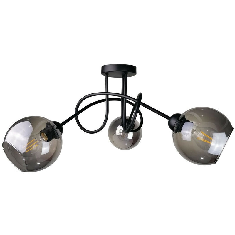 Image of 1274 Plafoniera a semi-incasso ad anello multibraccio nera, 70 cm, 3x E27 - Keter Lighting