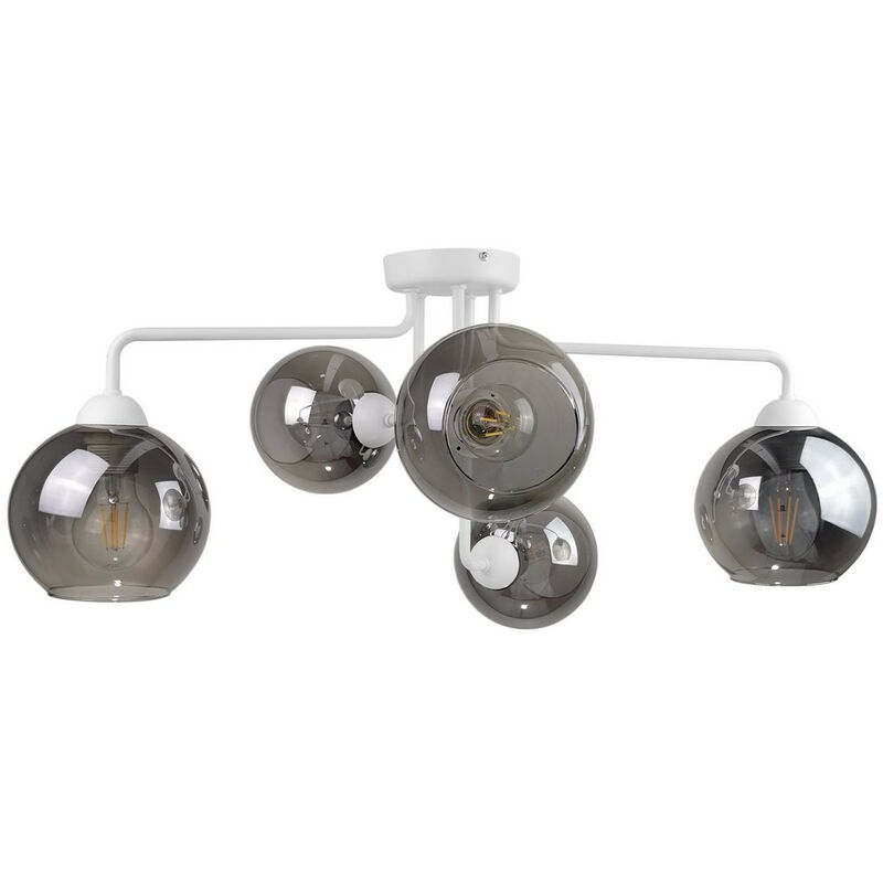 Image of 1296 Cosmo Multi Arm Lampada da soffitto semi-incasso bianca, 70 cm, 5x E27 - Keter Lighting