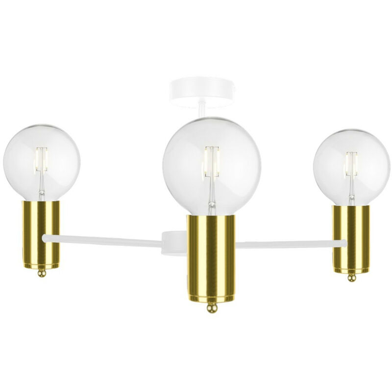 Image of Keter Lighting - 1715 Arde Multi Arm Lampada da soffitto semi-incasso bianco, oro, 60 cm, 3x E27