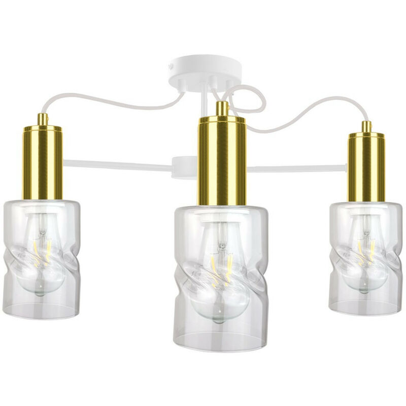Image of Keter Lighting - 1828 Lampada da soffitto semi-incasso Inger Multi Arm bianco, oro, 60 cm, 3x E27