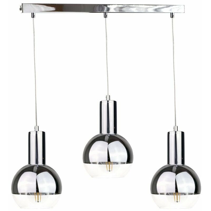 Keter Lighting - 1899 Ice Bar Suspension Plafonnier Argent, 60cm, 3x E27
