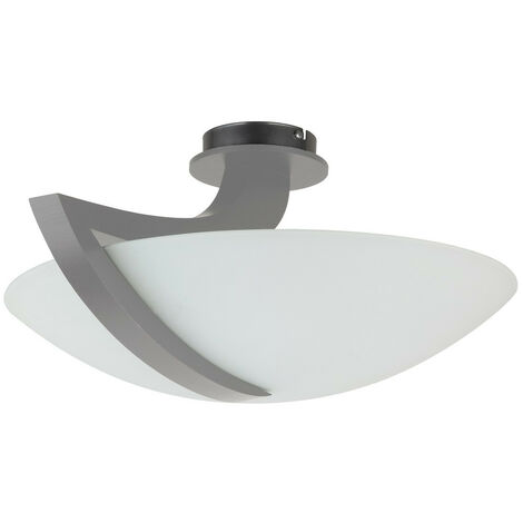 Keter Lighting - 200 Vinci Bowl Lampada da soffitto semi-incasso grigio, 54 cm, 3x E14