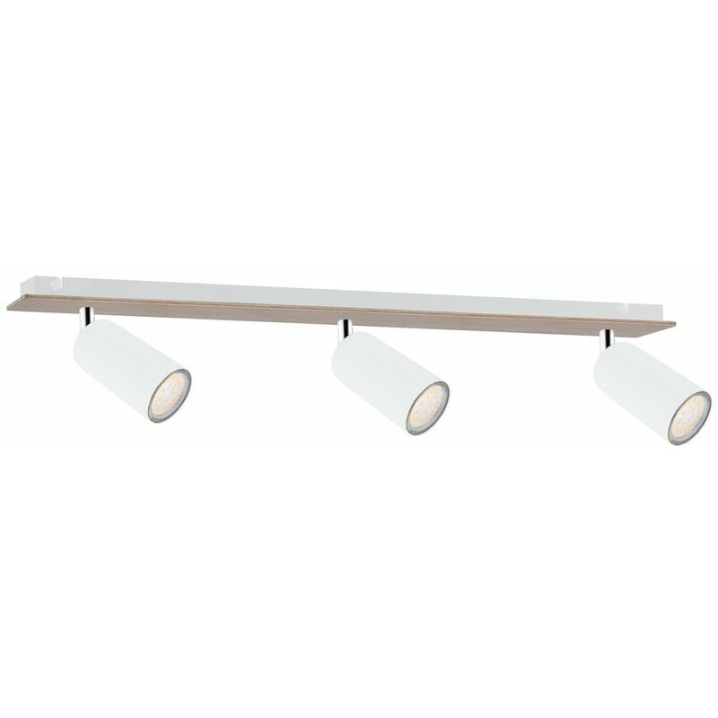 Keter Lighting - 2082 Barre de spots pour plafond Eye Blanc, Bois, 50cm, 3x GU10