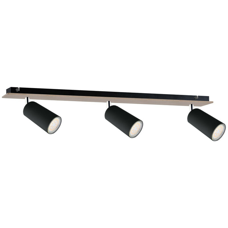 Image of 2090 Eye Faretto a Soffitto Bar Nero, Legno, 50cm, 3x GU10 - Keter Lighting