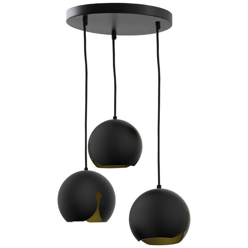 Image of Keter Lighting - 403 Lampada da soffitto a sospensione a grappolo Malaga nera, 32 cm, 3x E27