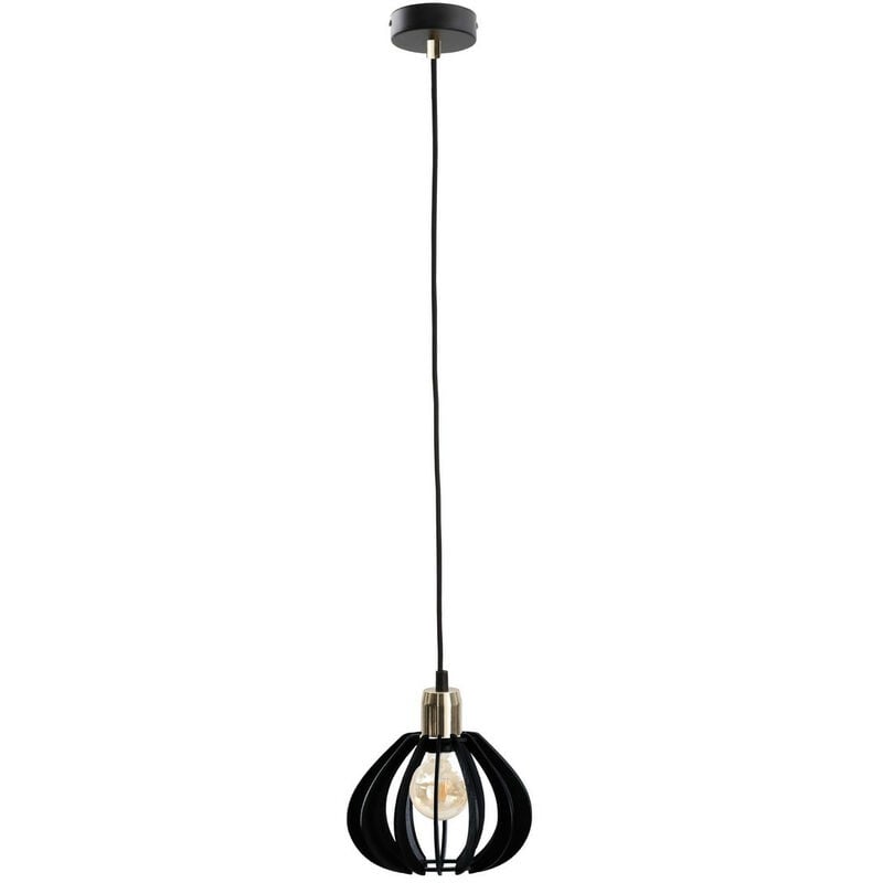 Image of Keter Lighting - 611 Gemma Wire Frame Lampada da soffitto a sospensione nera, oro, 20 cm, 1x E27