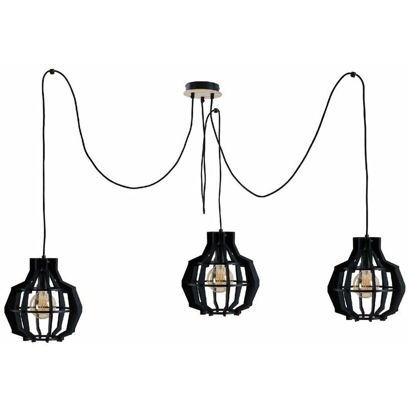 Keter Lighting - 764 Bento Cluster Suspension Plafonnier Petit Noir, 3x E27