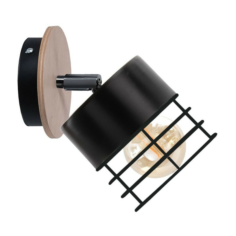 Image of Keter Lighting - 795 Lampada da parete regolabile Casa nera, legno, 12 cm, 1x E27
