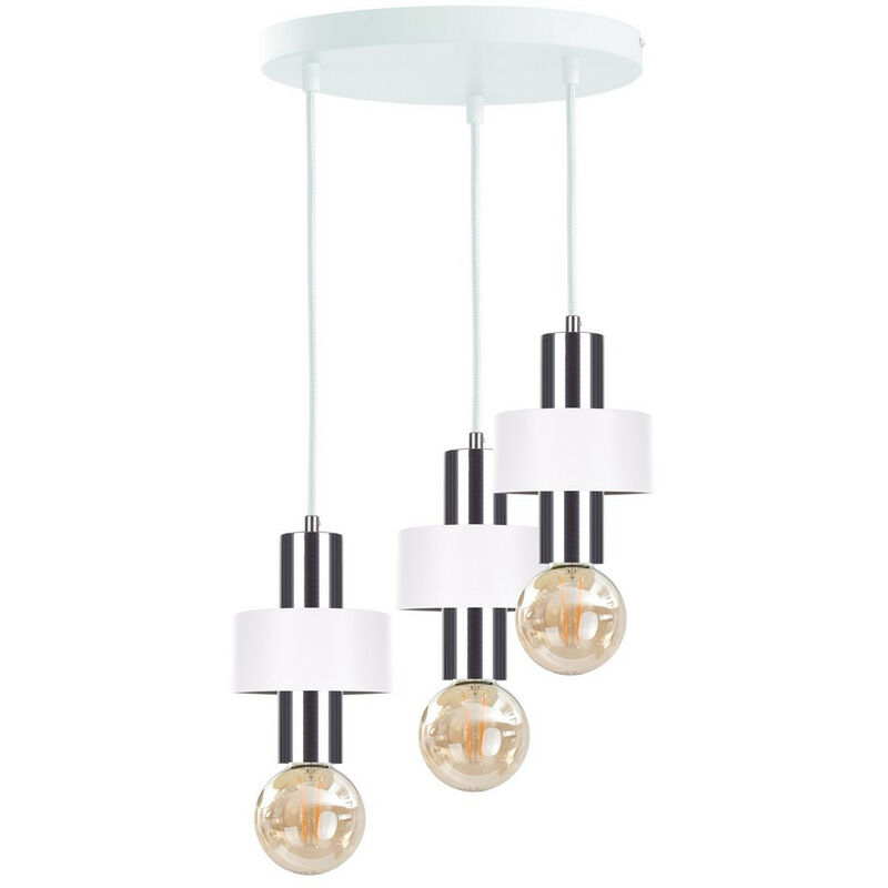 Image of 994 Lampada da soffitto a sospensione Cluster Unica Bianco, Argento, 35 cm, 3x E27 - Keter Lighting