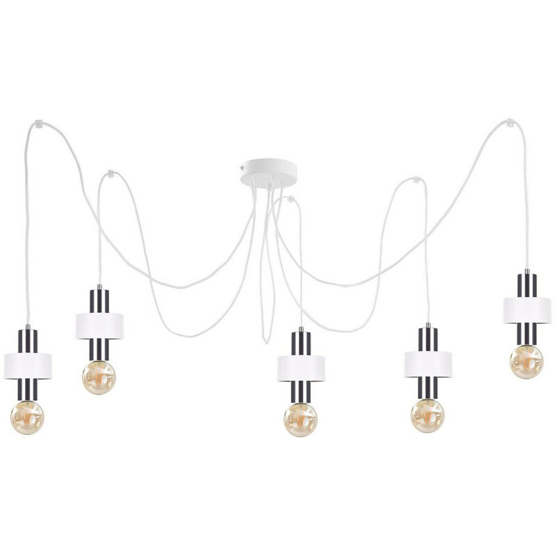 Image of 999 Lampada da soffitto a sospensione Cluster Unica Bianco, Argento, 5x E27 - Keter Lighting