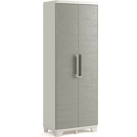 Keter Linear Wood Armadio Portascope Grigio Porte Imitazione Legno 68x39x173H cm