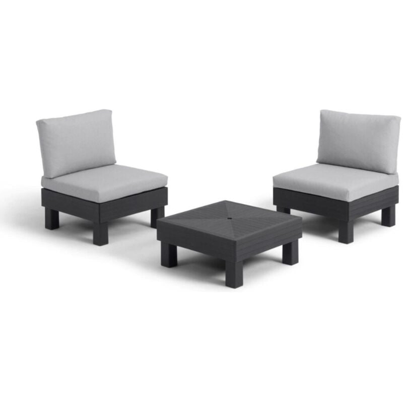 Lot 2 Fauteuils et table basse Elements - Anthracite - Keter