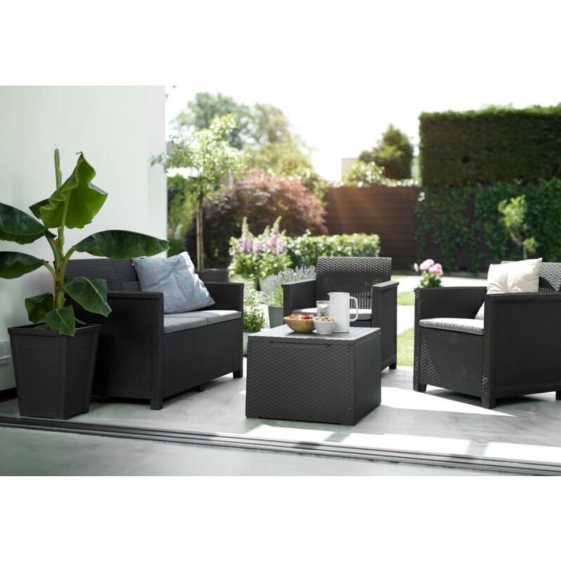 Lounge-Sitzgruppe Emma 4-Sitzer mit Sitzkissen Gartengarnitur Gartenmöbel - Keter