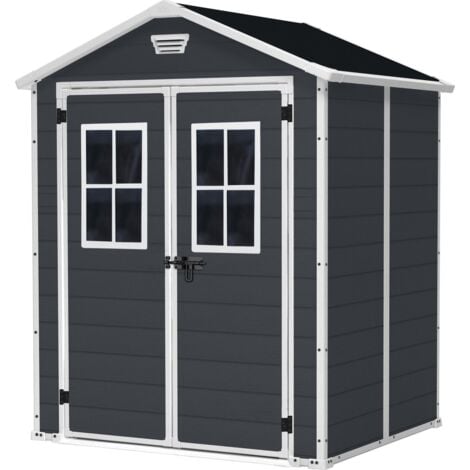 Keter Manor 65 Gartenhaus - 185x152x226cm - Kunststoff - Anthrazit - leicht zu montieren - 10 Jahre Herstellergarantie