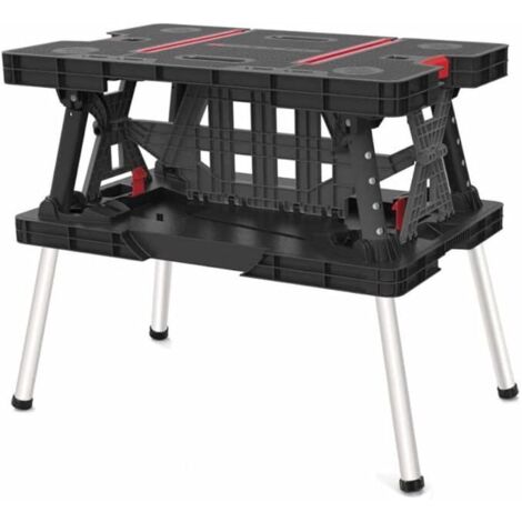 KETER Mesa de herramientas plegable 85 x 55,5 x 11,2 cm Color negro
