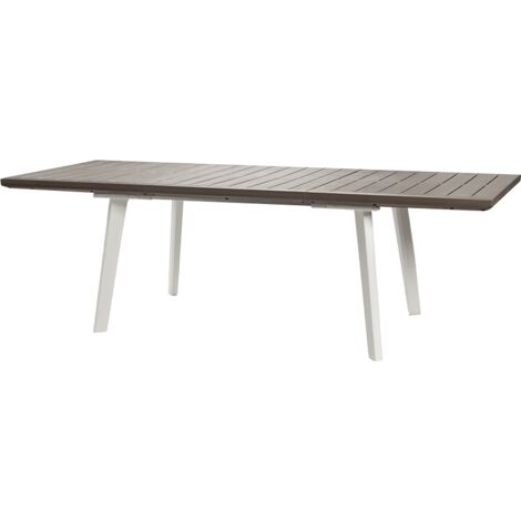 KETER Mesa Extensible HARMONY jardín exterior terraza resina blanco capuchino An. x Pr. x Al. cm ‎162–241x100,5x76,5