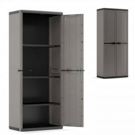 Keter – Meuble extérieur en résine avec étagères réglables – Dimensions 68 x 39 x 166 cm – Pour usage intérieur et extérieur – Couleur gris/noir - CM 68 X