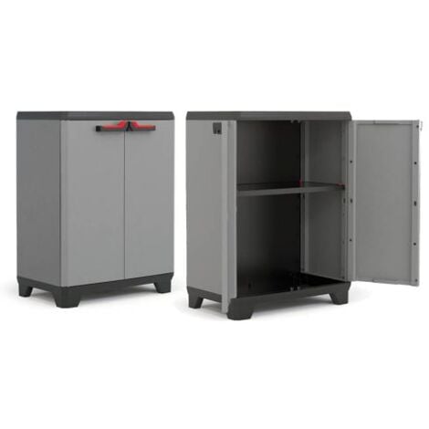 Keter mobile armadio resina basso grigio 1 ripiano arredamento esterno stilo