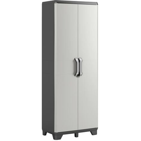 Keter Storage Cabinet with shelves Gear Black and Grey Home Living Room Bedroom Lockable Storage Organiser Shelves Highboard 182/97 cm
