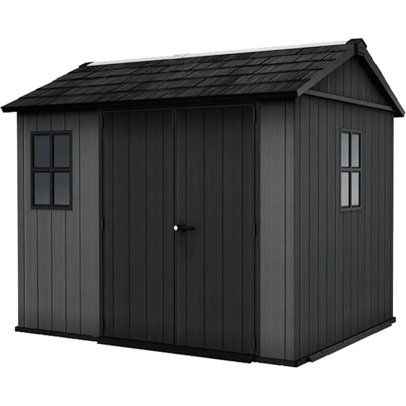 Keter Newton 975 Gartenhaus - 230x287x246cm - Satteldach - Kunststoff - Grau - Natürlicher Holzlook - 15 Jahre Herstellergarantie