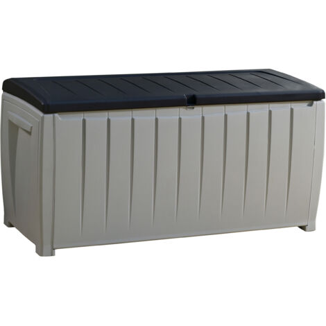 Keter Novel Aufbewahrungsbox - 124x55x62.5cm - 340 Liter Fassungsvermögen - Kunststoff - Schwarz - geeignet für 2 Personen zum Sitzen (max. 220kg)